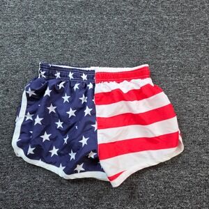 Uzzi Active Wear Shorts Womens Large American Flag Patriotic USA Running Gym 715